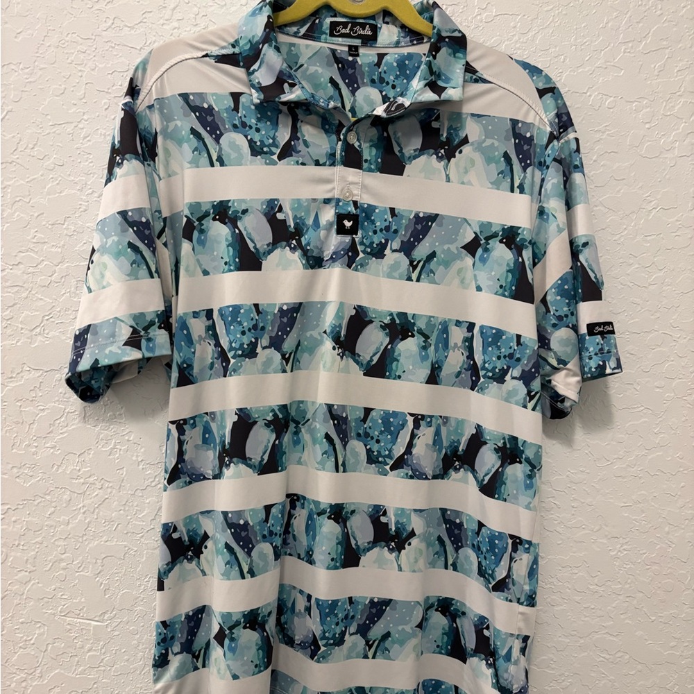Bad Birdie ‘Island Hopper’ Tropical Polo Golf Shirt L
